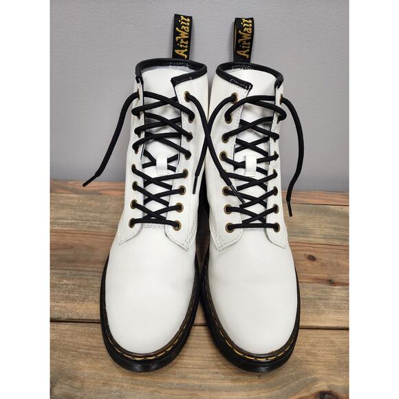 Doc Dr. Martens Boots Zavala White Leather Lace Up Mens 7/ Womens 8 main image 6